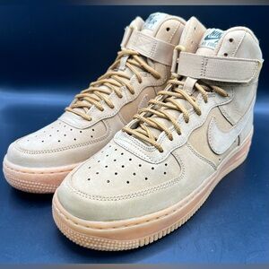 Nike Air Force 1 Beige High‎ Tops- Youth, Size:6Y, Some lace snag